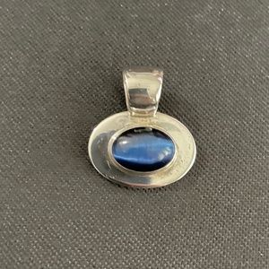 Blue Tiger’s Eye Silver Pendant for Necklace